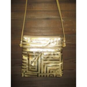 PINKY GENUINE Leather Purse Bag Gold Metallic Retro BAGS BY PINKY
